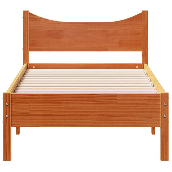 vidaXL Estructura de cama sin colch&oacute;n madera maciza marr&oacute;n 75x190 cm