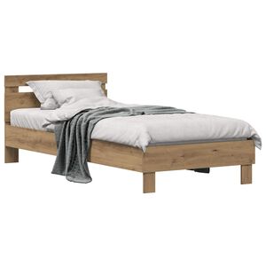 vidaXL Estructura de cama con cabecera Roble artesanal 98.5 x 200 cm