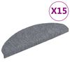 vidaXL Felpudos autoadhesivos para escaleras, 15 unidades, 65 x 21 x 4 cm, gris claro, semicirculares, grandes