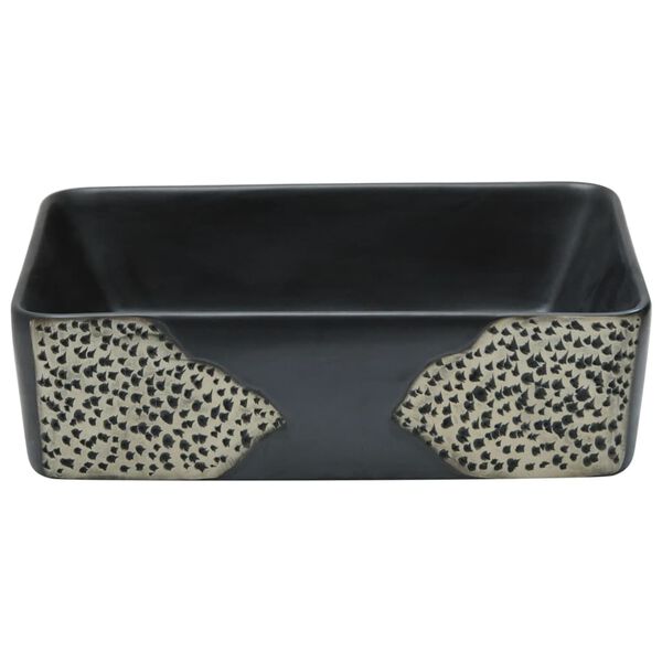 vidaXL Lavabo sobre encimera rectangular cer&aacute;mica negro 46x35,5x13 cm