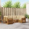vidaXL Juegos de sof&aacute;s 6 pcs Natural y Beige Madera de Acacia S&oacute;lida