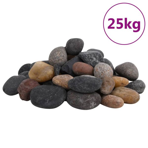 vidaXL Guijarros pulidos colores mezclados 25 kg 5-8 cm