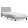 vidaXL Cama con colchón Dover terciopelo gris claro 90x200 cm