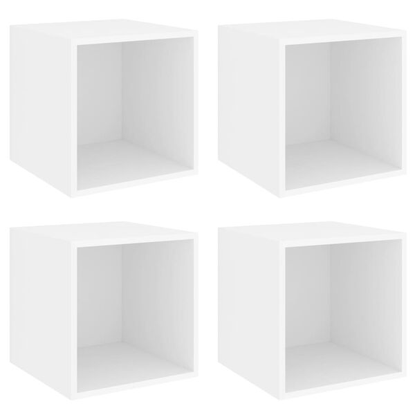 vidaXL Armario de pared 4 uds madera contrachapada blanco 37x37x37 cm