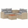 vidaXL Juego de Sof&aacute; 6 uds. Beige y Gris Claro Rat&aacute;n sint&eacute;tico y acero
