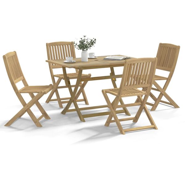 vidaXL Juego de comedor de jard&iacute;n 5 piezas madera maciza de acacia