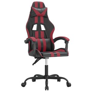 vidaXL Silla gaming giratoria cuero sint&eacute;tico negro y rojo vino tinto