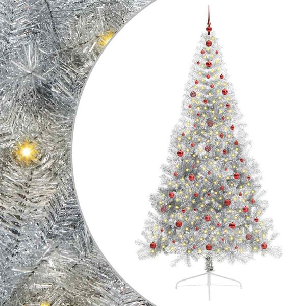 vidaXL &Aacute;rbol de Navidad Artificial Preiluminado Plateado 240 cm PET