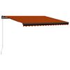 vidaXL Toldo manual retr&aacute;ctil con LED naranja y marr&oacute;n 450x300 cm