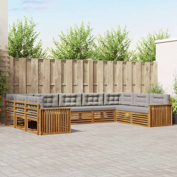 vidaXL Conjunto de sof&aacute;s de exterior 9 pcs Gris Natural y Claro