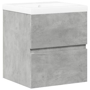 vidaXL Set muebles de ba&ntilde;o 2 piezas madera contrachapada gris hormig&oacute;n