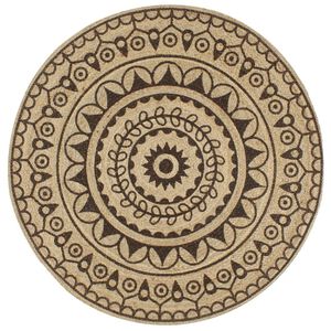 vidaXL Alfombra de yute tejida a mano estampado marr&oacute;n oscuro 90 cm