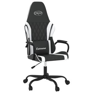 vidaXL Silla gaming de masaje cuero sint&eacute;tico negro y blanco