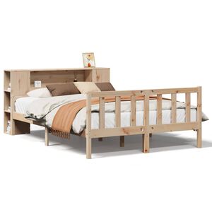 vidaXL Cama con estantería sin colchón madera maciza de pino 120x190cm