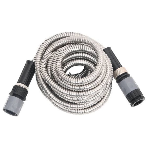 vidaXL Manguera jard&iacute;n y pulverizador acero inoxidable plata 14mm 30 m