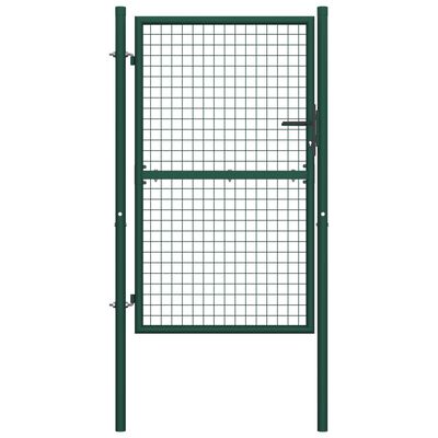 vidaXL Puerta de valla de acero verde 100x150 cm