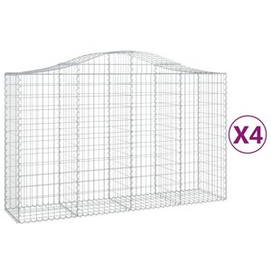 vidaXL Cestas de gaviones 4 uds forma de arco hierro 200x50x120/140 cm
