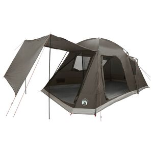 vidaXL Tienda Caba&ntilde;a Marr&oacute;n gris 8 personas Poli&eacute;ster y Acero