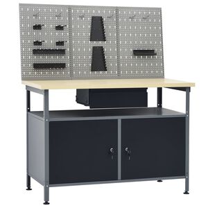 vidaXL Banco de trabajo con tres paneles de pared