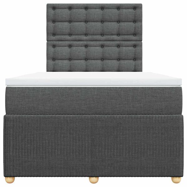vidaXL Cama box spring con colch&oacute;n tela gris oscuro 120x200 cm