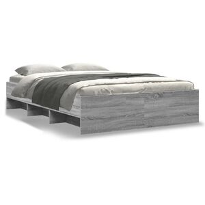 vidaXL Estructura de cama madera de ingenier&iacute;a gris Sonoma 120x200 cm