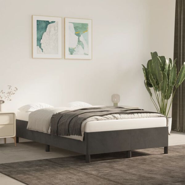 vidaXL Estructura de cama sin colch&oacute;n terciopelo gris oscuro 120x190cm