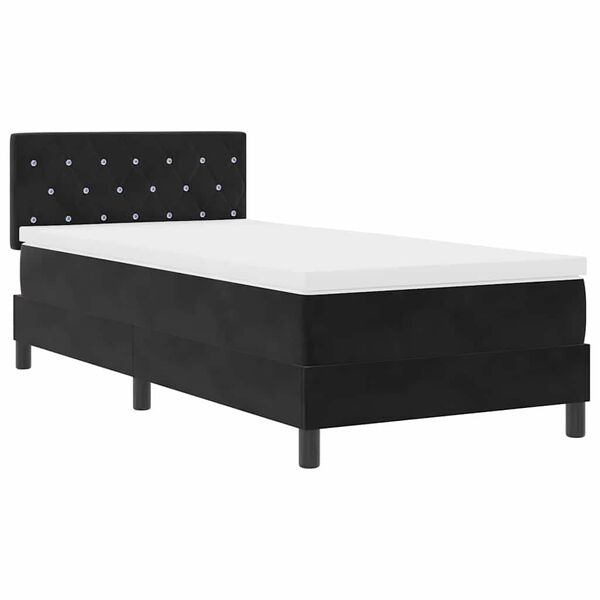vidaXL Cama tipo Box Spring con colch&oacute;n Negro 90 x 200 cm Terciopelo