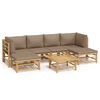 vidaXL Set de muebles de jard&iacute;n 7 piezas bamb&uacute; y cojines gris taupe