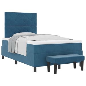 vidaXL Cama tipo Box Spring Azul oscuro 120 x 190 cm Terciopelo