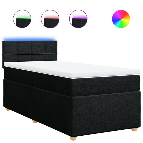 vidaXL Cama box spring con colch&oacute;n tela negro 100x200 cm
