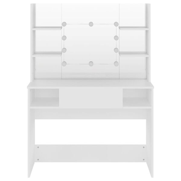 vidaXL Tocador de maquillaje con luces LED MDF blanco 100x40x135 cm