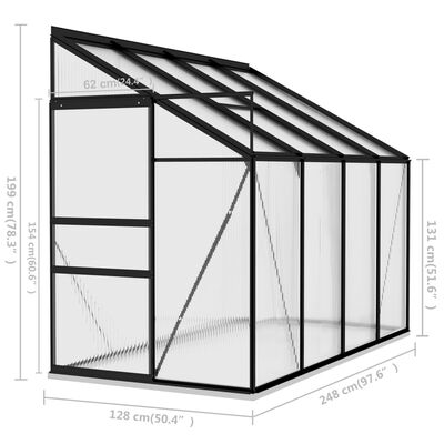 vidaXL Invernadero de aluminio gris antracita 5,24 m³