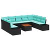 vidaXL Conjunto de sof&aacute;s de jard&iacute;n 10 uds. Negro rat&aacute;n sint&eacute;tico