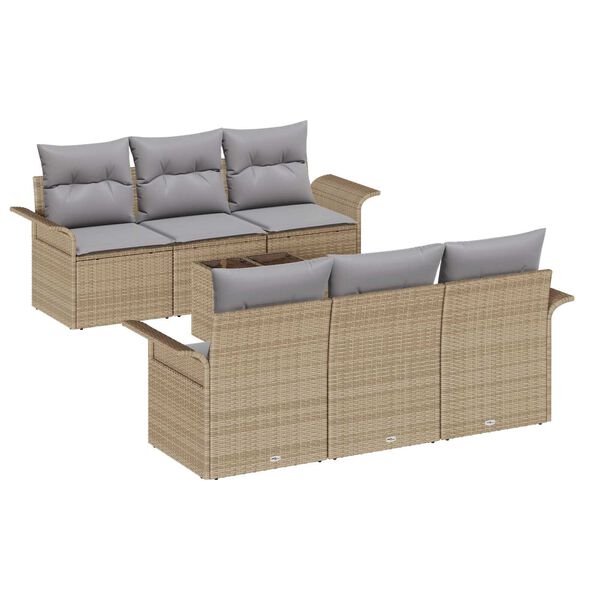 vidaXL Conjunto de sofá de jardín 7 pcs Beige ratán sintético