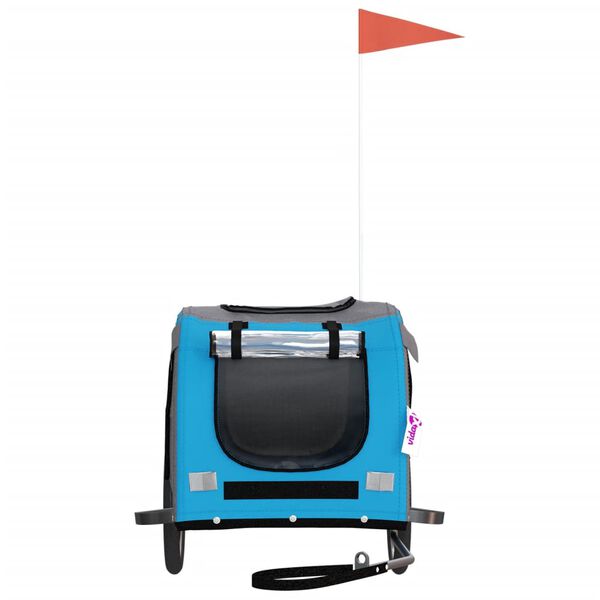 vidaXL Remolque de bicicleta mascotas hierro tela Oxford azul gris