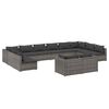 vidaXL Set de muebles de jard&iacute;n 12 pzas y cojines rat&aacute;n sint&eacute;tico gris