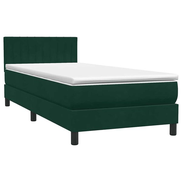 vidaXL Cama box spring con colch&oacute;n terciopelo verde oscuro 90x210 cm