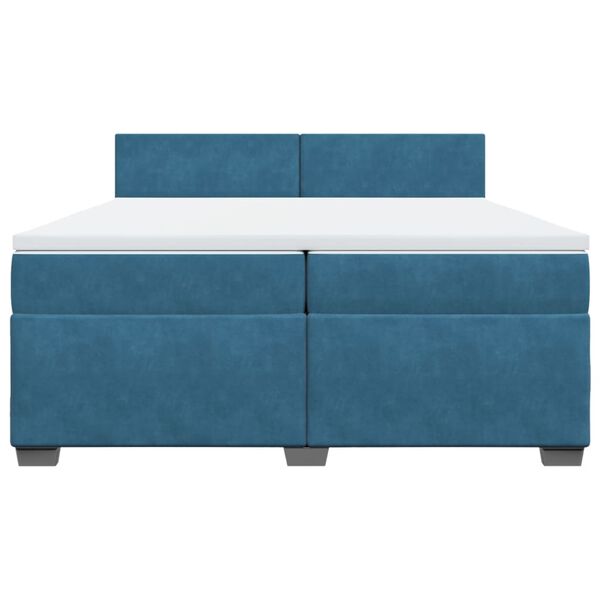 vidaXL Cama box spring con colch&oacute;n terciopelo azul oscuro 200x200 cm