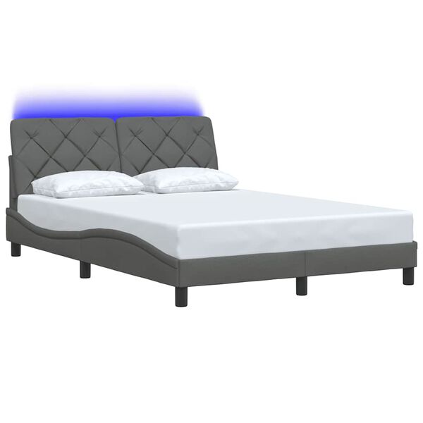 vidaXL Estructura de cama con LED sin colch&oacute;n gris oscuro 140x200 cm