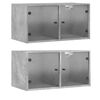 vidaXL Mueble pared puertas vidrio 2 uds gris hormig&oacute;n 68,5x37x35 cm