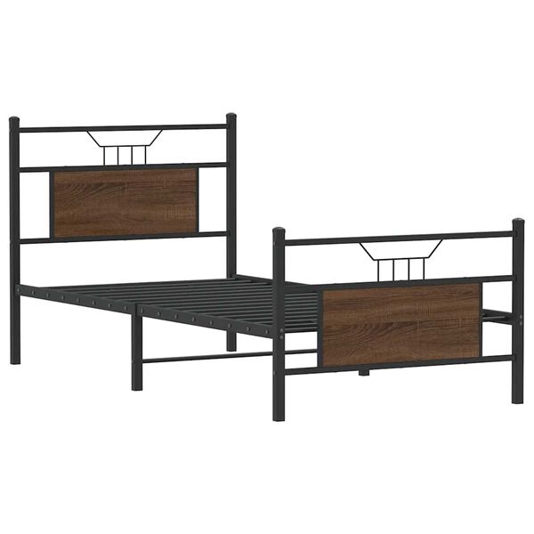vidaXL Estructura de cama sin colch&oacute;n madera marr&oacute;n roble 90x200 cm