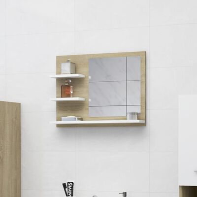 vidaXL Espejo de baño madera contrachapada blanco roble 60x10,5x45 cm