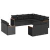 vidaXL Set de sof&aacute;s de jard&iacute;n 11 pzas y cojines rat&aacute;n sint&eacute;tico negro
