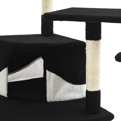 vidaXL Rascador para gatos con poste de sisal negro y blanco 203 cm