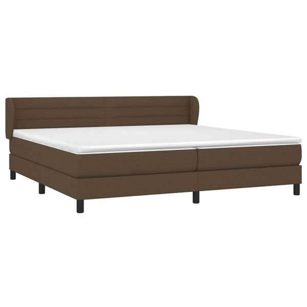 vidaXL Cama box spring con colch&oacute;n tela marr&oacute;n oscuro 200x200 cm