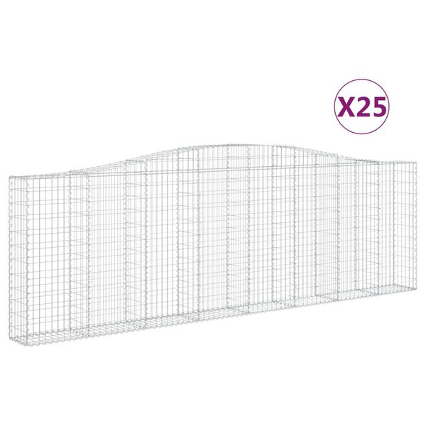 vidaXL Cestas de gaviones 25 uds forma de arco hierro 400x30x120/140cm