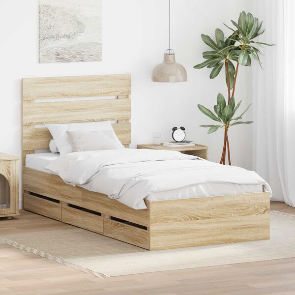 vidaXL Estructura de cama Roble Sonoma 90 x 190 cm Madera Ingenieril