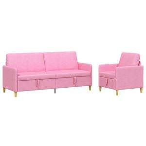 vidaXL Juego de Sof&aacute;s con Almacenamiento 2 uds. Rosa Poli&eacute;ster