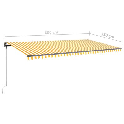 vidaXL Toldo manual retráctil con luz LED amarillo y blanco 600x350 cm