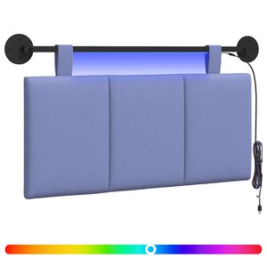 vidaXL Cabecero colgante Con luz LED Azul jeans Tela
